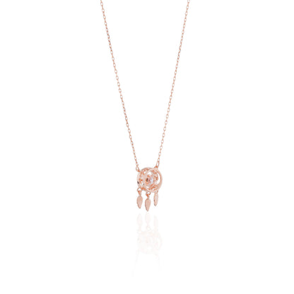 Siora Dreamcatcher CZ Pendant Necklace | 925 Sterling Silver Rose Gold
