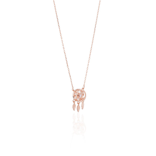 Siora Dreamcatcher CZ Pendant Necklace | 925 Sterling Silver Rose Gold