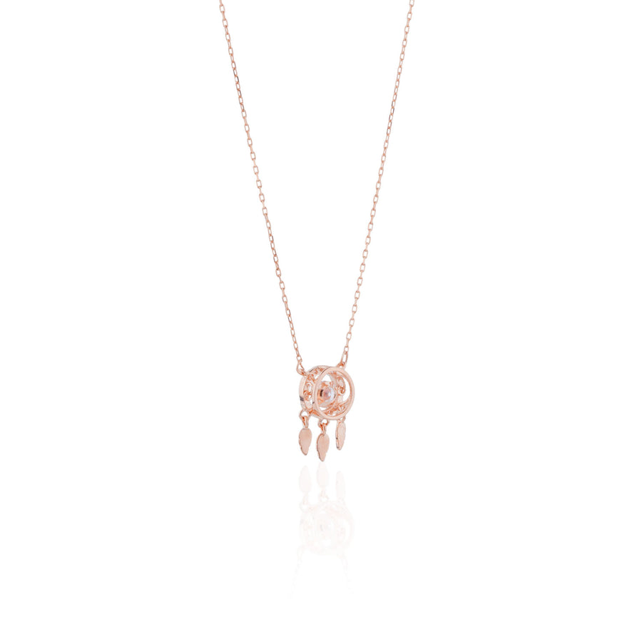 Siora Dreamcatcher CZ Pendant Necklace | 925 Sterling Silver Rose Gold