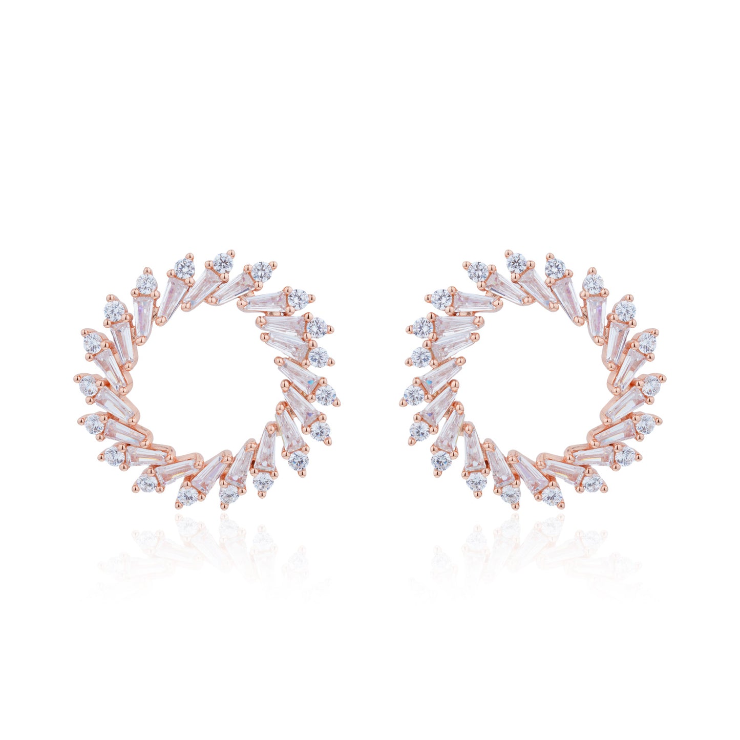 Siora Radiant Spiral CZ Hoop Earrings | 925 Sterling Silver Rose Gold