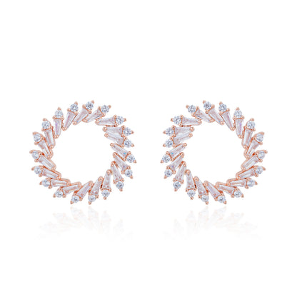 Siora Radiant Spiral CZ Hoop Earrings | 925 Sterling Silver Rose Gold