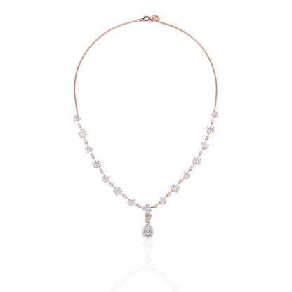 Siora Bridal Statement CZ Necklace | 925 Sterling Silver Rose Gold