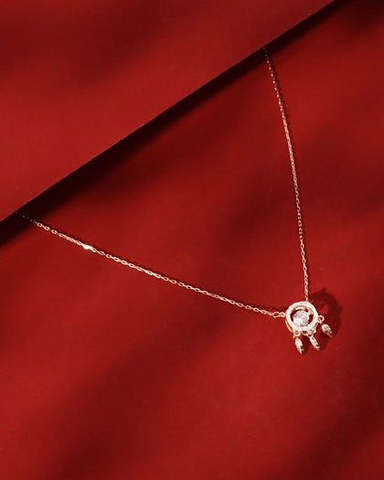 Siora Dreamcatcher CZ Pendant Necklace | 925 Sterling Silver Rose Gold