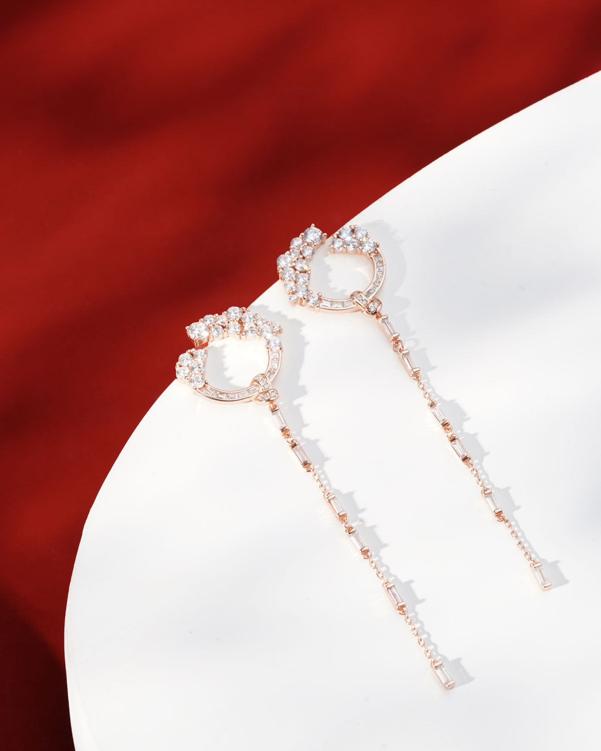 Siora Floral Chain Threader Drop Earrings | 925 Sterling Silver Rose Gold