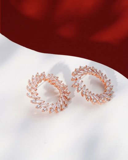 Siora Radiant Spiral CZ Hoop Earrings | 925 Sterling Silver Rose Gold