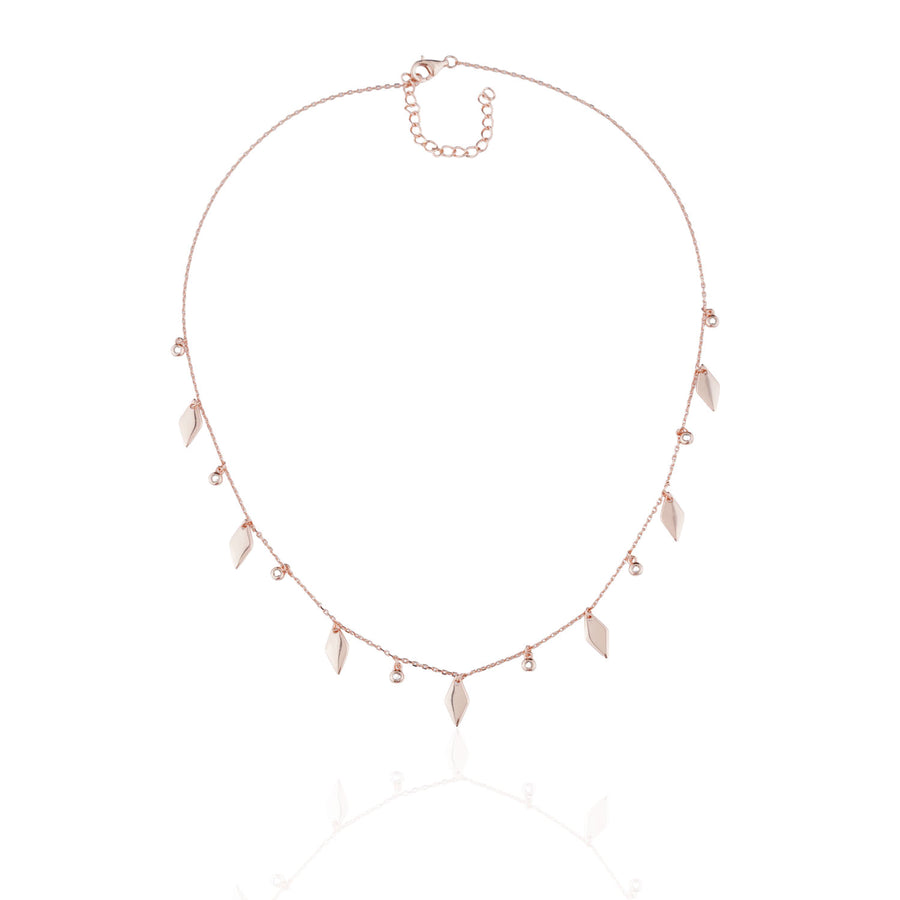 Siora Diamond Charm Tassel Necklace | 925 Sterling Silver Rose Gold