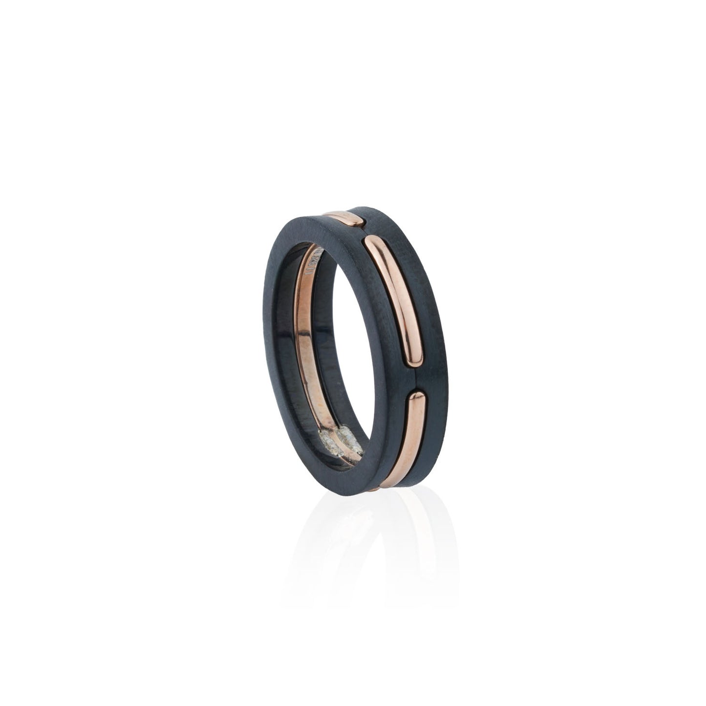 Siora Dual Band Contrast Ring | 925 Sterling Silver Black & Rose Gold