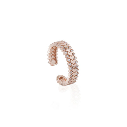 Siora Heart Tile Adjustable Band Ring | 925 Sterling Silver Rose Gold