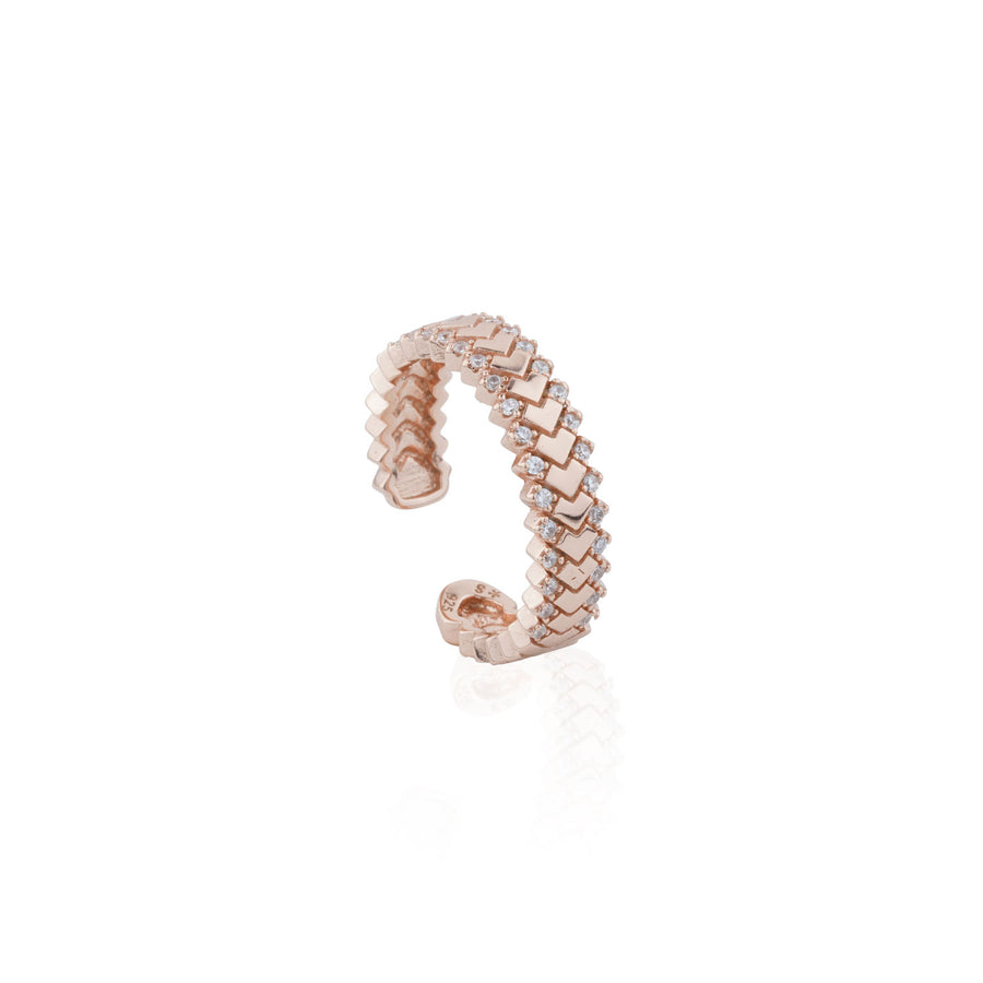 Siora Heart Tile Adjustable Band Ring | 925 Sterling Silver Rose Gold