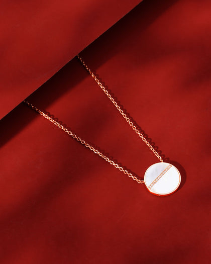 Siora Blush Disc Pendant Necklace | 925 Sterling Silver Rose Gold