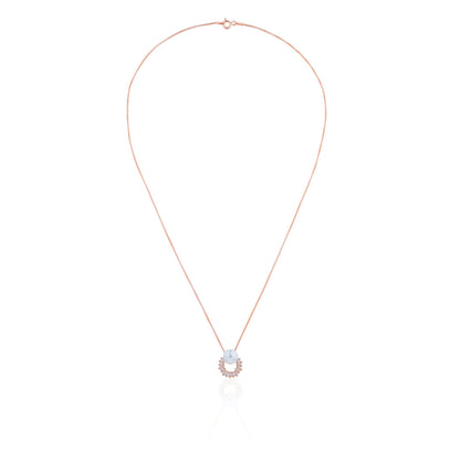 Siora Pearl Arc Jewellery Set | 925 Sterling Silver Rose Gold | Necklace + Earrings