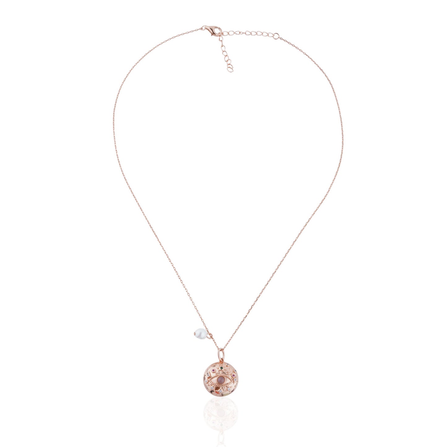 Siora Tortoise Pearl Charm Pendant Necklace | 925 Sterling Silver Rose Gold