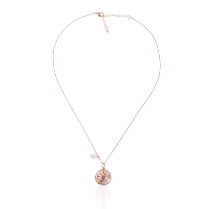 Siora Tortoise Pearl Charm Pendant Necklace | 925 Sterling Silver Rose Gold