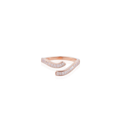 Siora Baguette Bypass Open Ring | 925 Sterling Silver Rose Gold