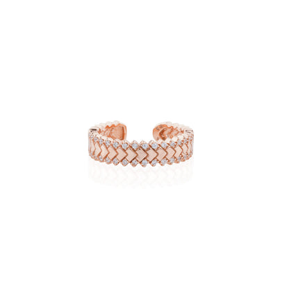 Siora Heart Tile Adjustable Band Ring | 925 Sterling Silver Rose Gold