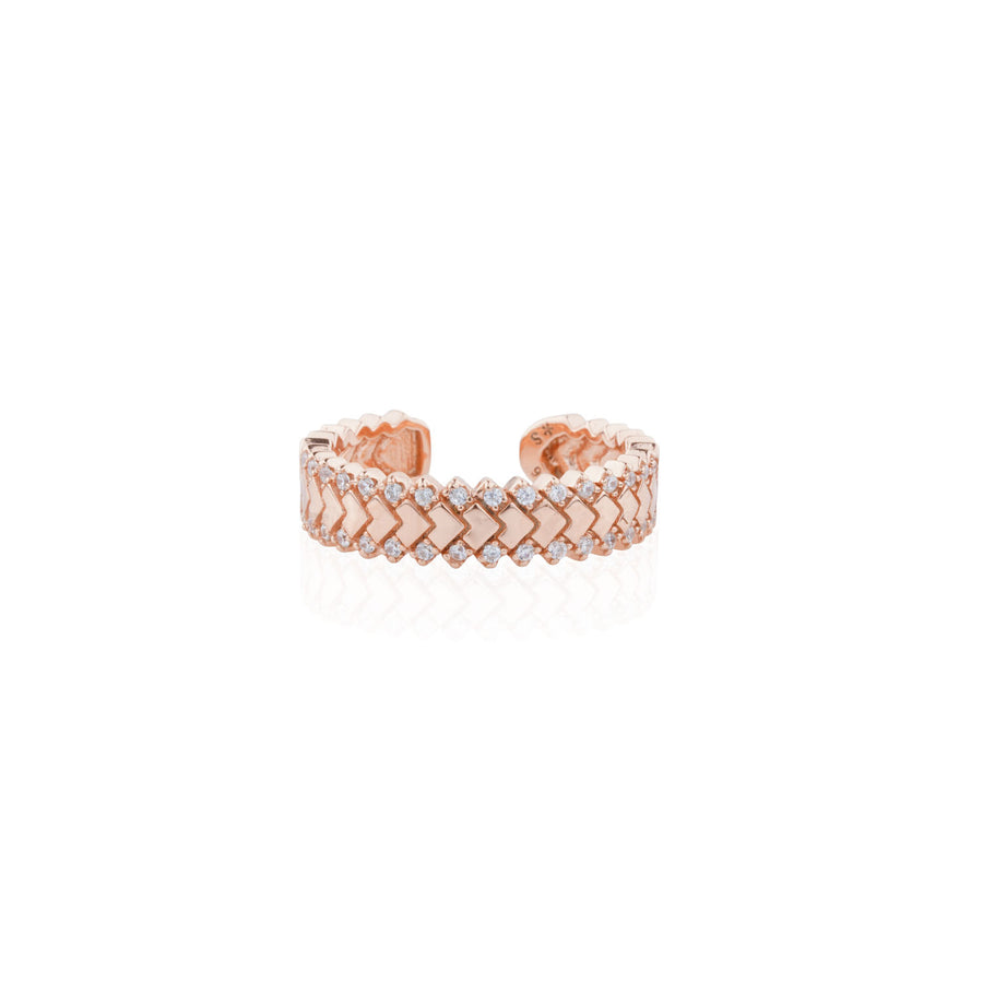 Siora Heart Tile Adjustable Band Ring | 925 Sterling Silver Rose Gold