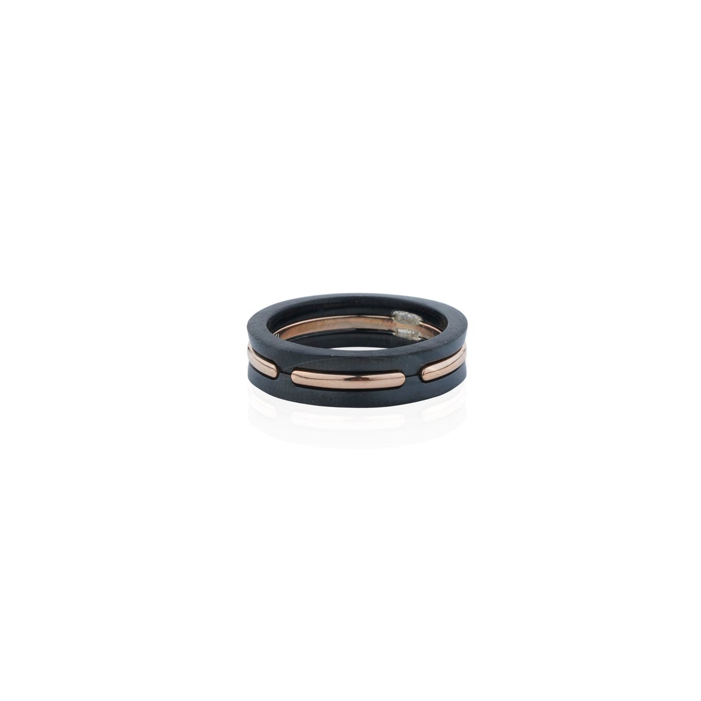 Siora Dual Band Contrast Ring | 925 Sterling Silver Black & Rose Gold