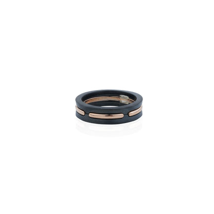 Siora Dual Band Contrast Ring | 925 Sterling Silver Black & Rose Gold