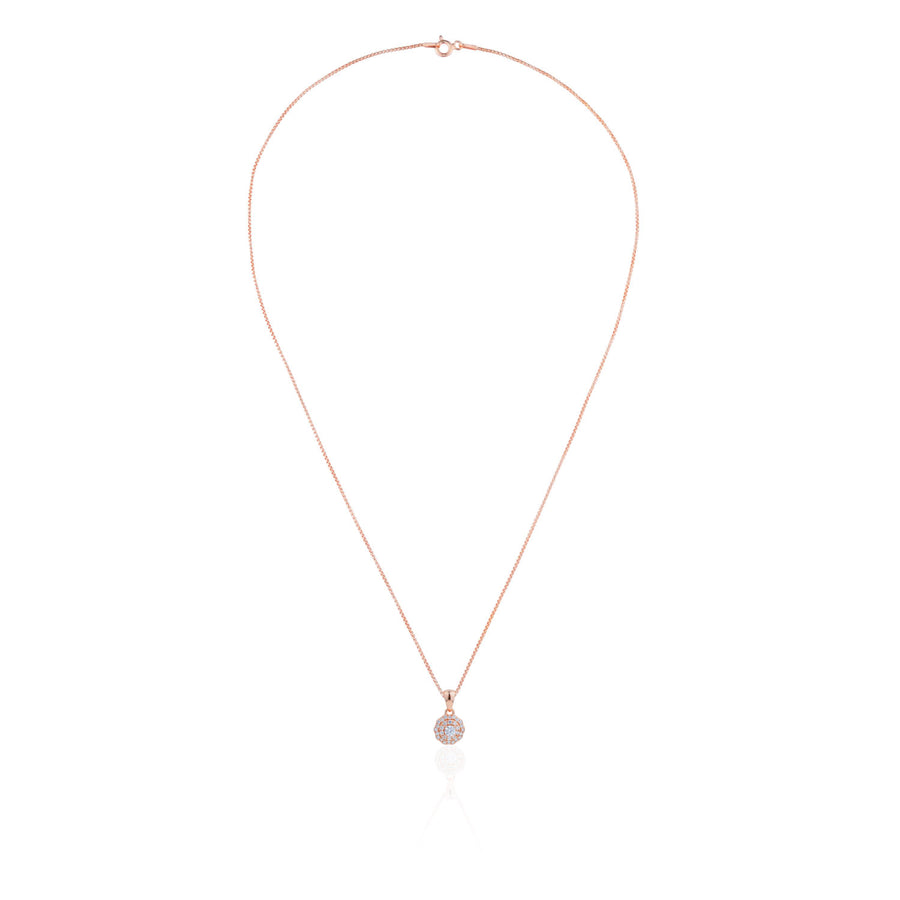 Siora Rosette CZ Jewellery Set | 925 Sterling Silver Rose Gold | Necklace + Earrings
