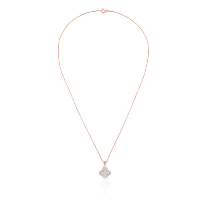 Siora MOP Clover Bloom Jewellery Set | 925 Sterling Silver Rose Gold | Necklace + Earrings