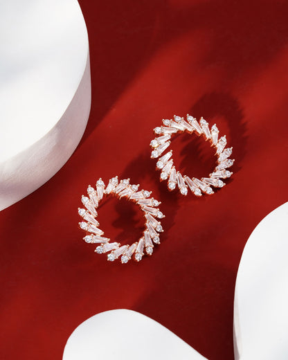 Siora Radiant Spiral CZ Hoop Earrings | 925 Sterling Silver Rose Gold