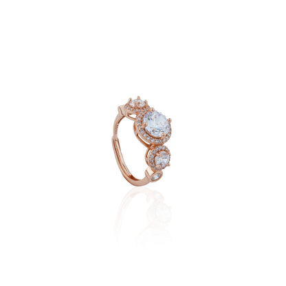 Siora Halo Cluster Solitaire Ring | 925 Sterling Silver Rose Gold