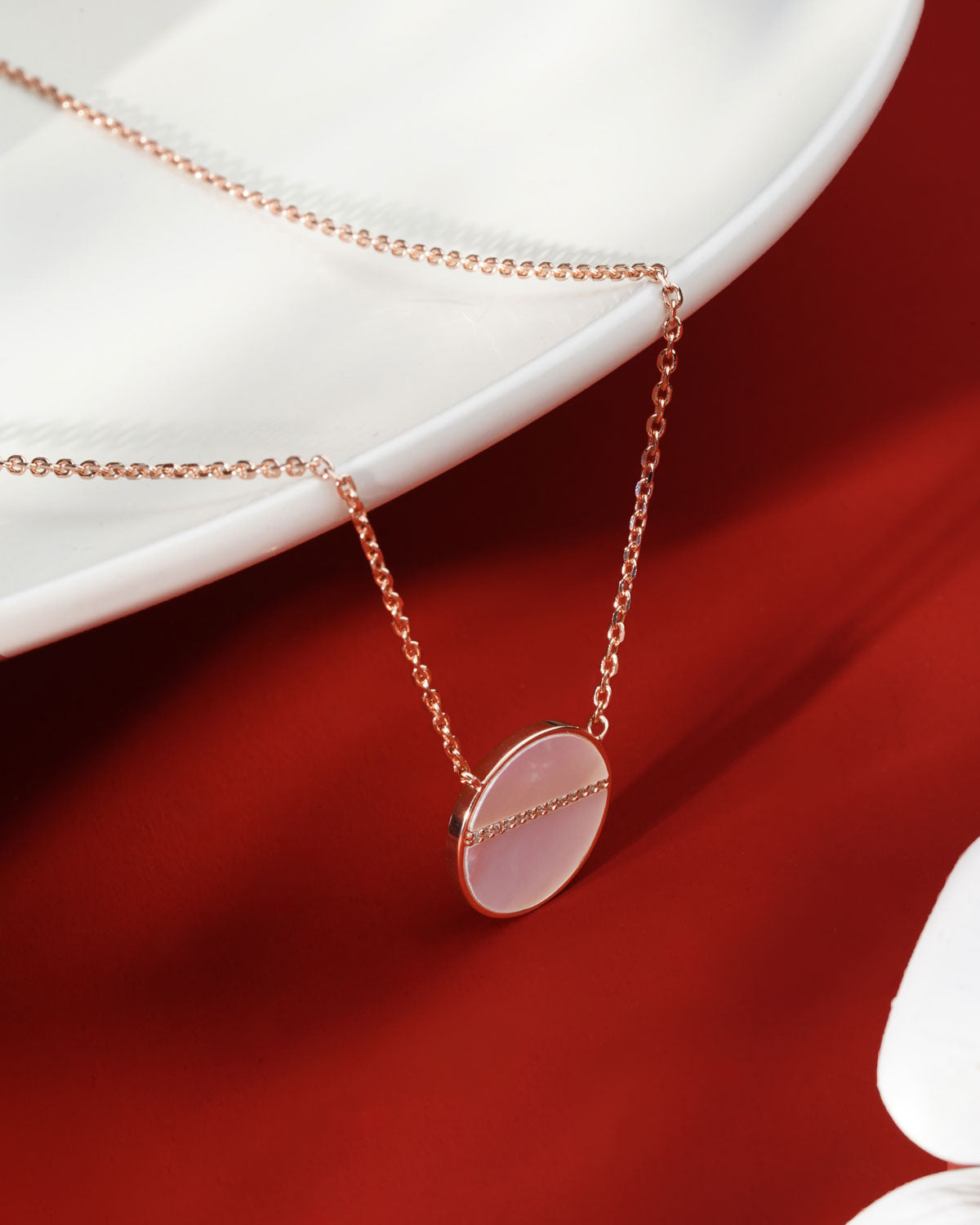 Siora Blush Disc Pendant Necklace | 925 Sterling Silver Rose Gold