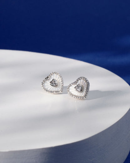 Siora Silver Nested Heart Jewellery Set | 925 Sterling Silver Rhodium Plated | Necklace + Earrings