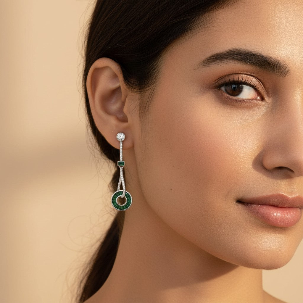 Emerald Orbit Earrings
