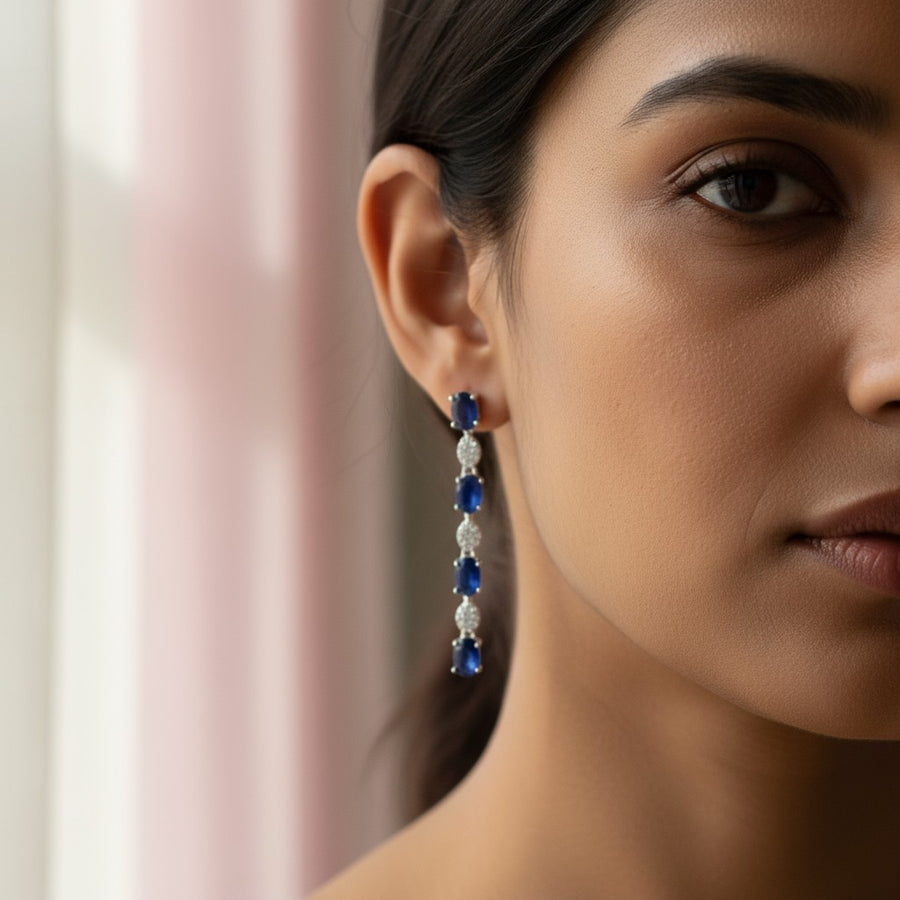 Azure Drop CZ Earrings