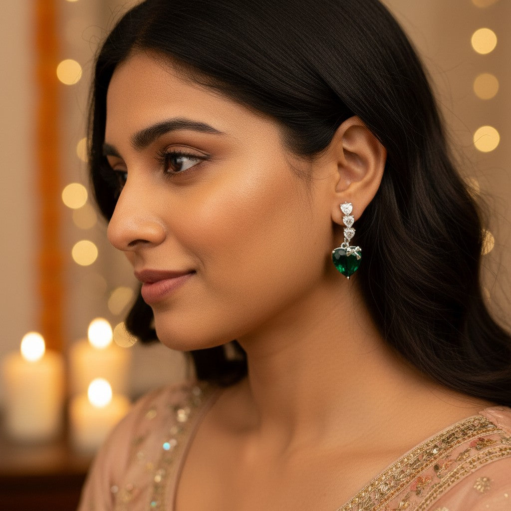 Emerald Heart Earrings